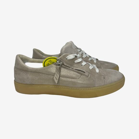 Paul Green Super Soft Leather Sneakers UK 7 ≈ US 9.5 Beige Metallic Suede - Picture 1 of 12